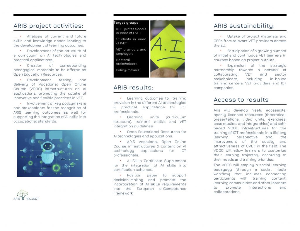 Intellectual outputs – ARIS project